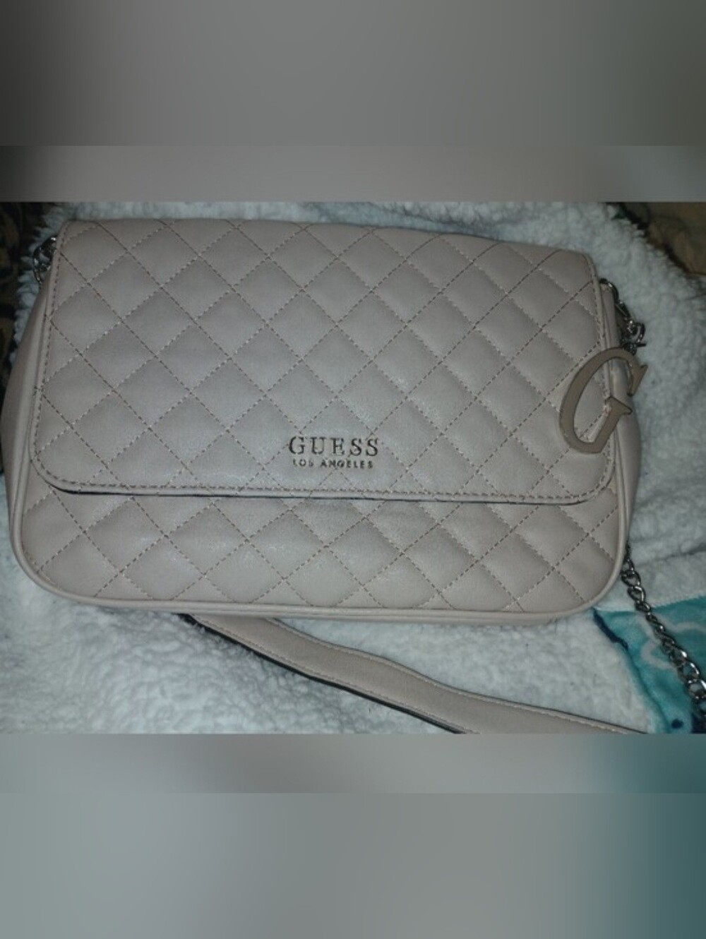 GUESS Quilted Crossbody Bag in Light Beige